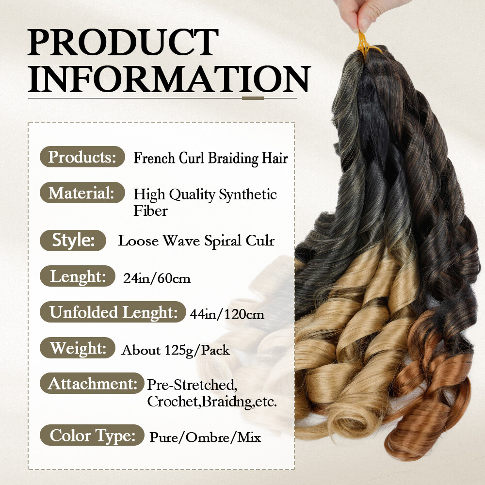 OMBRE Thick French Curl Loose Wave Braids Hair Pre-Stretched Crochet Extensions