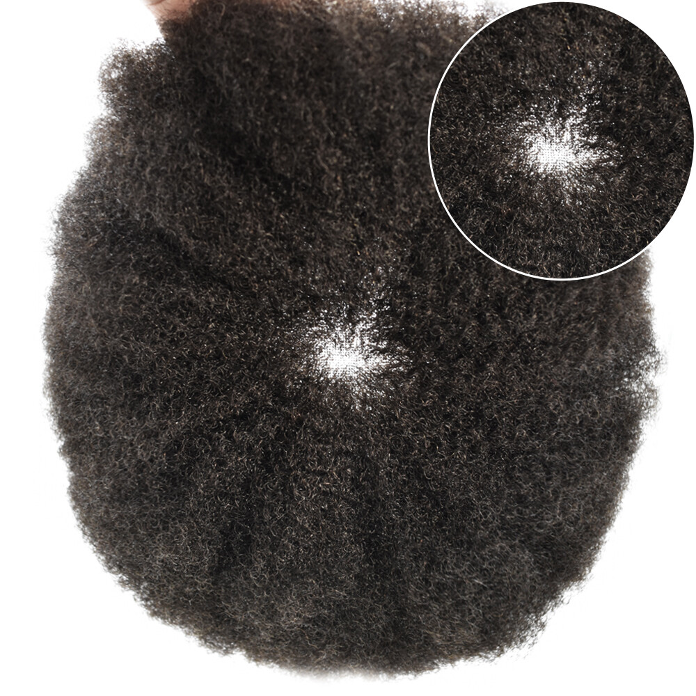 Afro Toupee for BlackFrench Lace Hairpiece Kinky Curl Gray Hair Unit Men Toupee