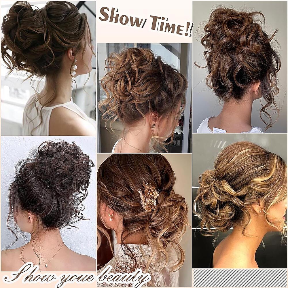 Large Thick Messy Bun Scrunchie Updo False Cover Curly Hair Extensions Hairpiece