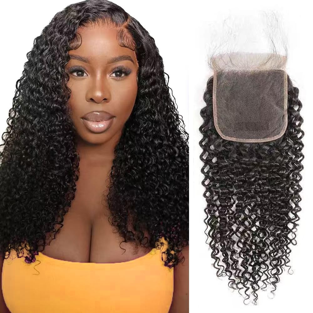 5×5 HD Lace Closure Human Hair Kinky Curly 10 Inch Lace Closure Pre Plucked Free
