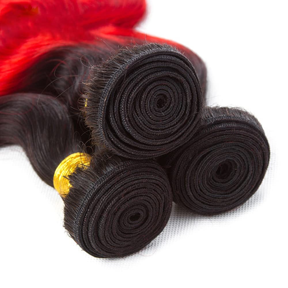 14 16 18 Inch 1b/RED Human Hair Bundle Red Body Bundles Double Weft Peruvian …