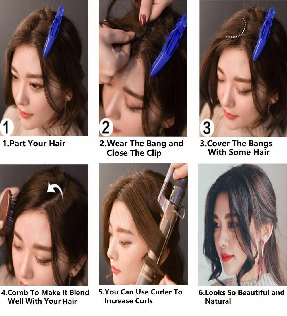Wavy Side Bangs 100% Remy Human Hair Fringe Front Bangs Clip in Hair Extensions