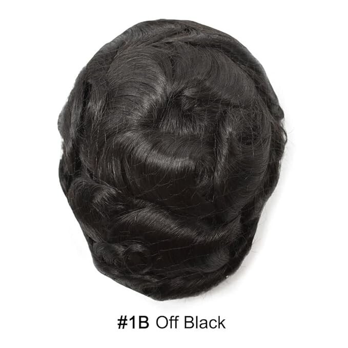LYRICAL HAIR Toupee For Men French Lace Front Human Hair Hairpiece 7 * 10″, 1B#