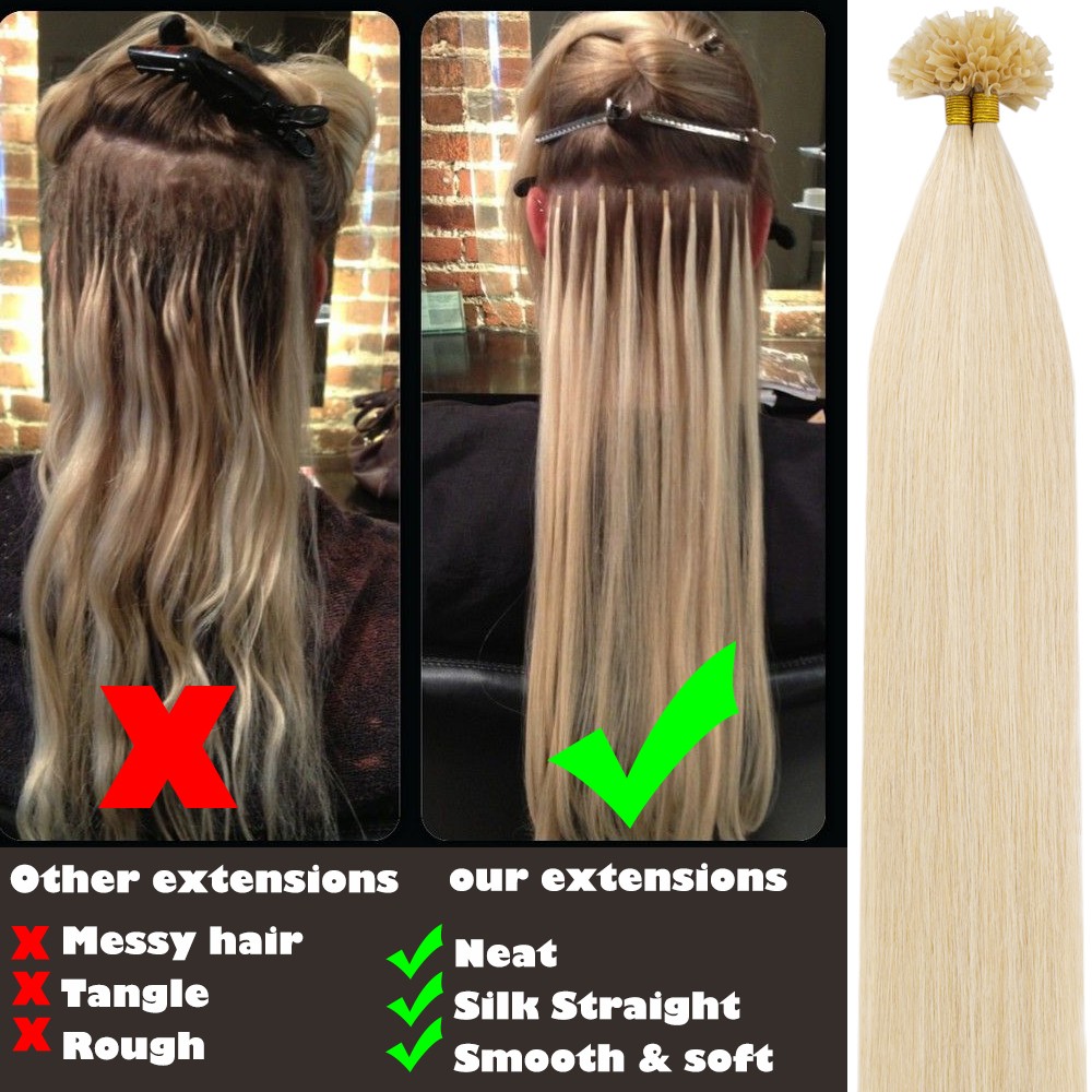 Keratin Fusion U Tip Hair Extensions Real Russian Human Hair Nail Tip Thick 200g