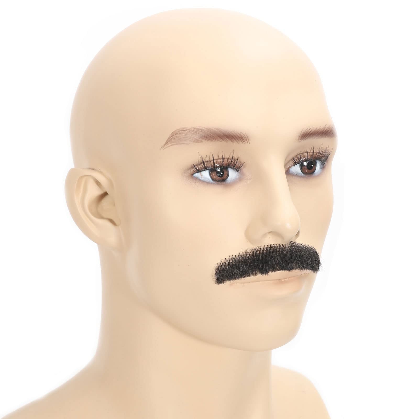 Natural Black 100% HandKnoted Synthetic Hair Realistic False Mustache Fake Beard
