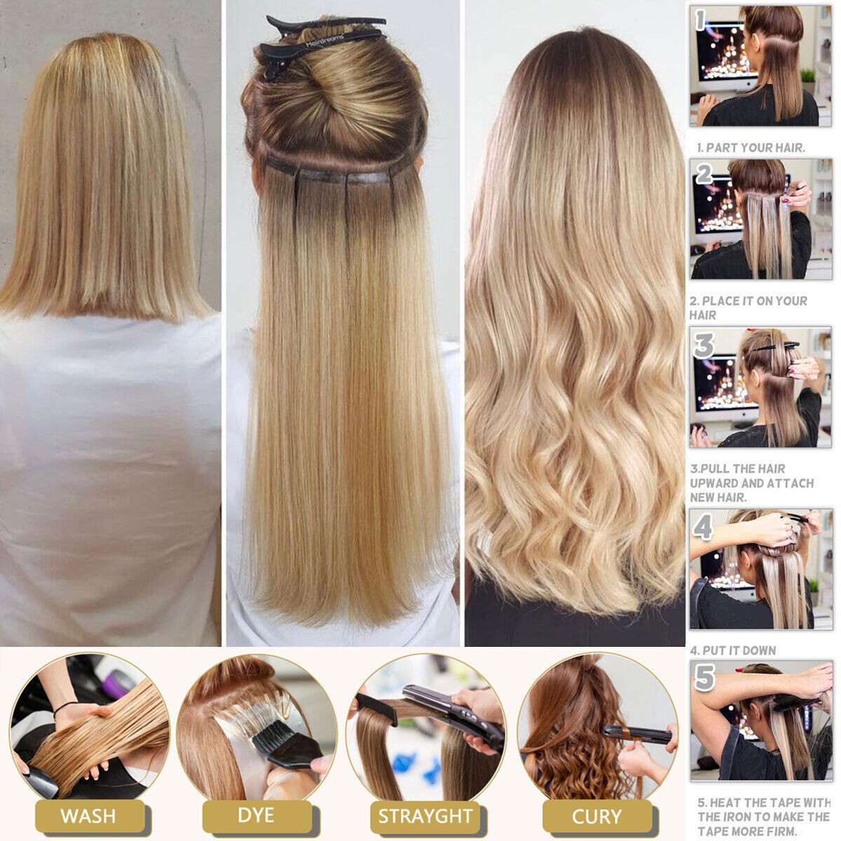 Tape in Remy Human Hair Extensions Seamless Skin Wefts Remy Thick Fashion Hair