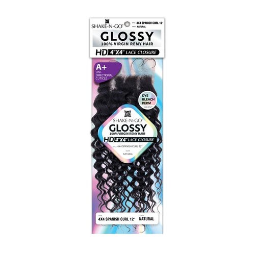 Glossy 4″x4″ Closure Spanish curl