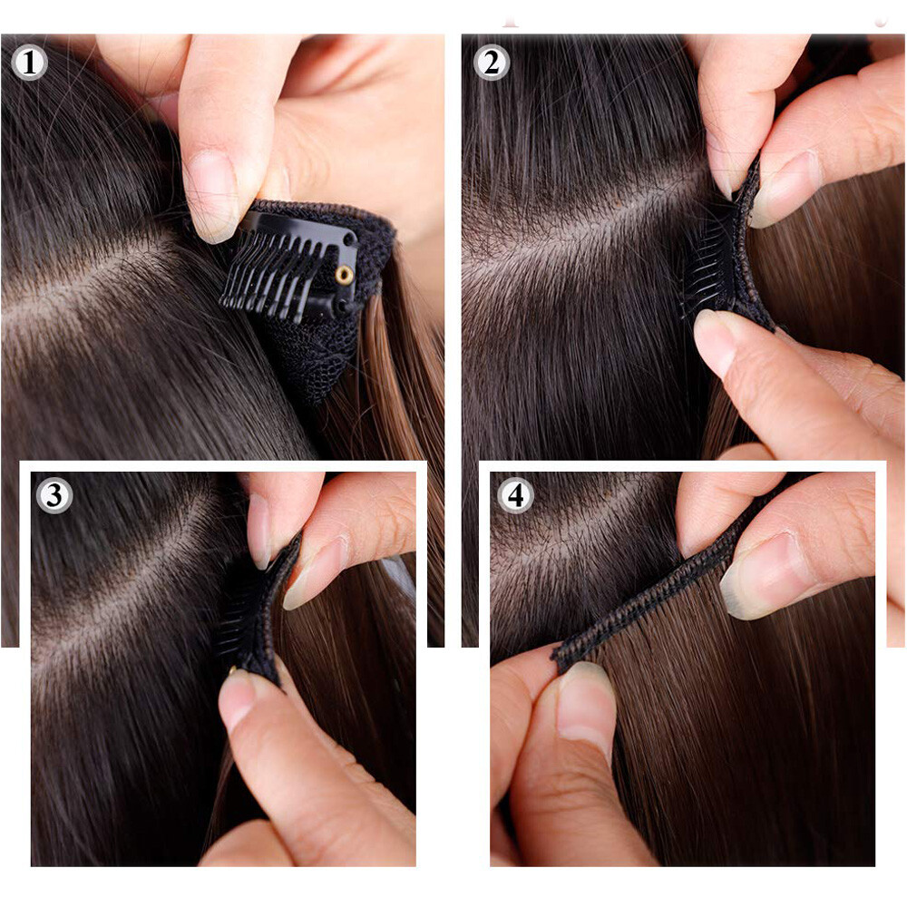 Thick Hair Pad Clip In Real Remy Human Hair Extensions Long-Short Hairpiece Weft