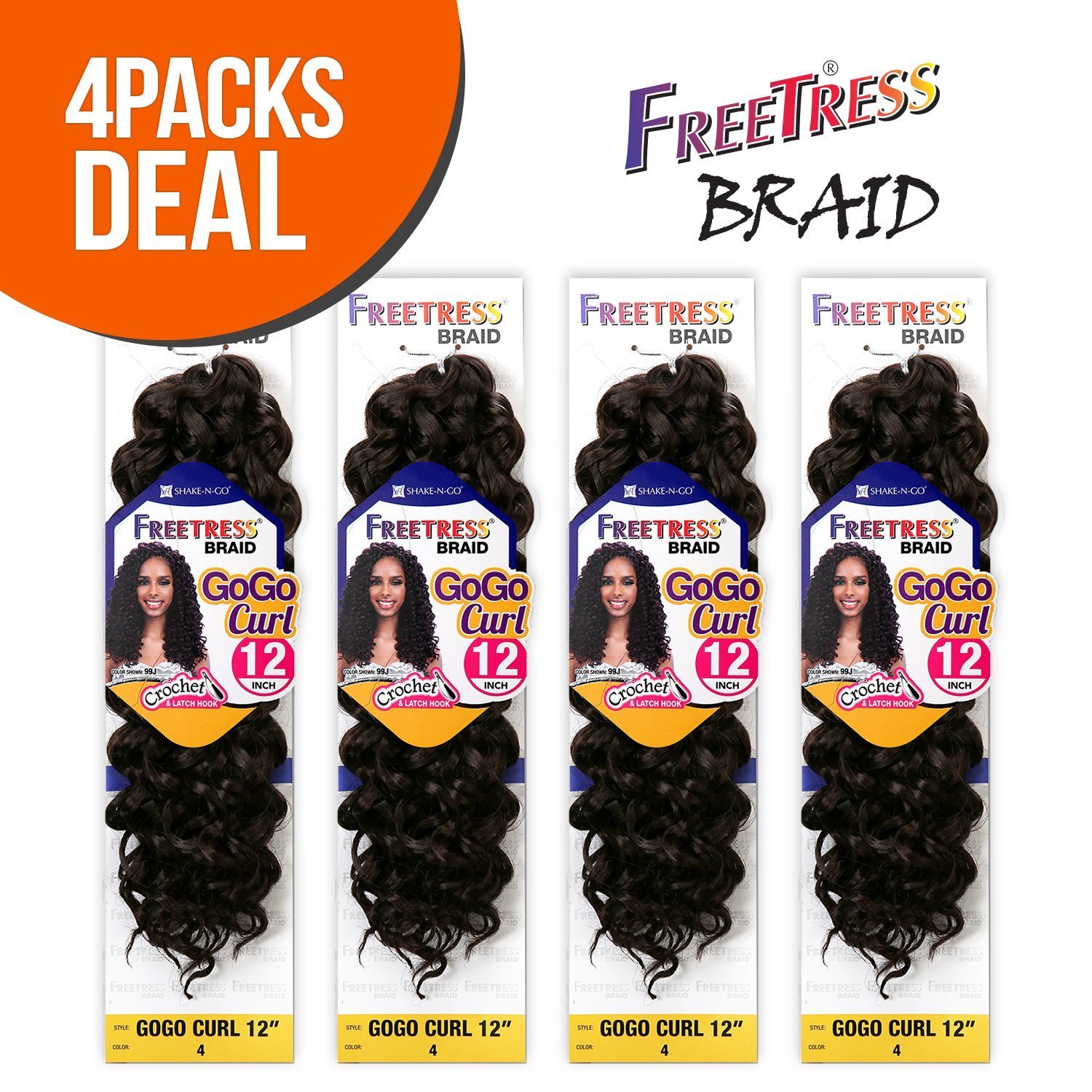 *4-Pack/6-Pack* GOGO CURL 12″ – FREETRESS SYNTHETIC BRAID CROCHET BULK HAIR