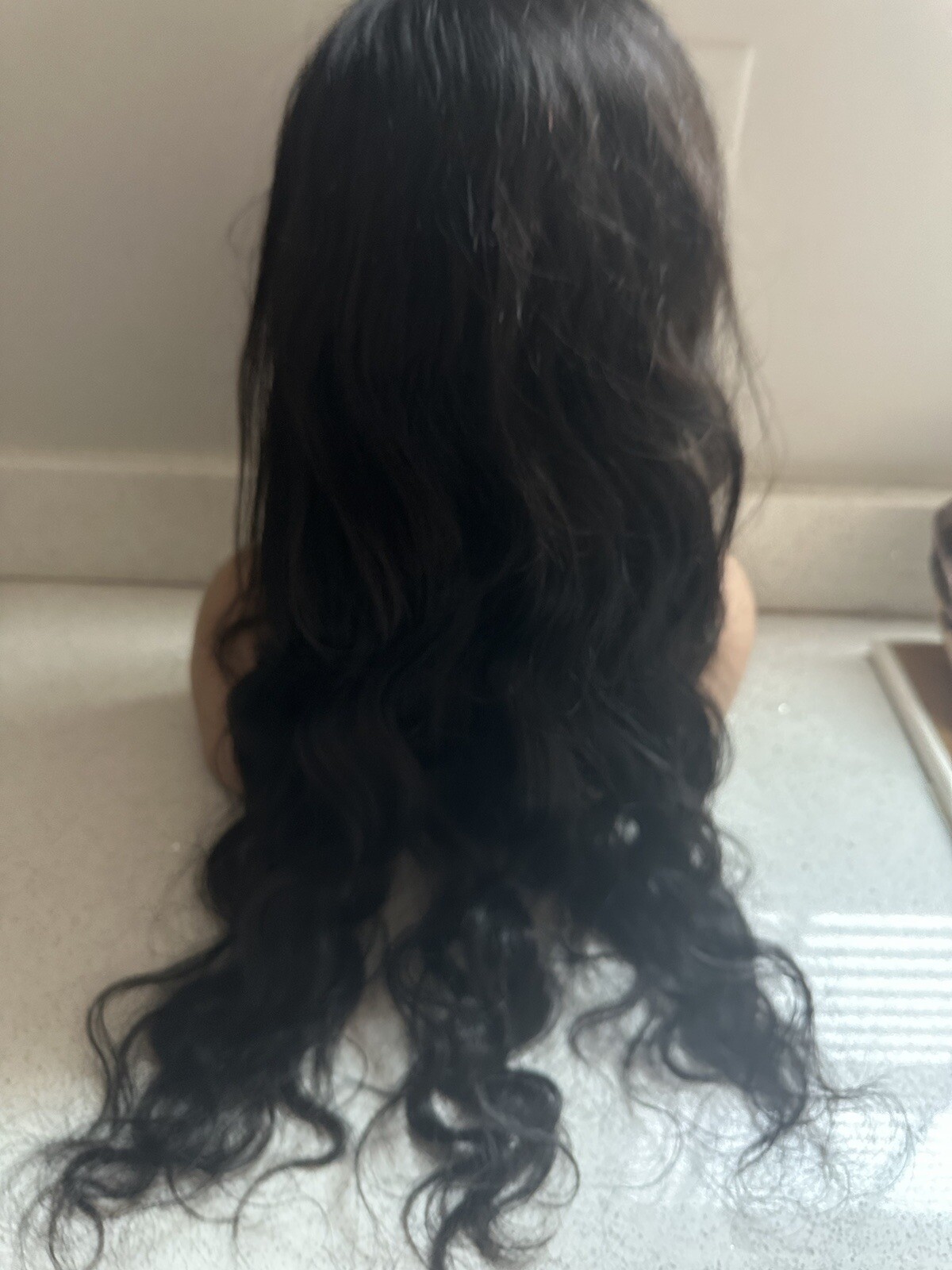 Wig Human Hair 26 Inches Lace Front 1b Wavy Long Dark Brown New Tags