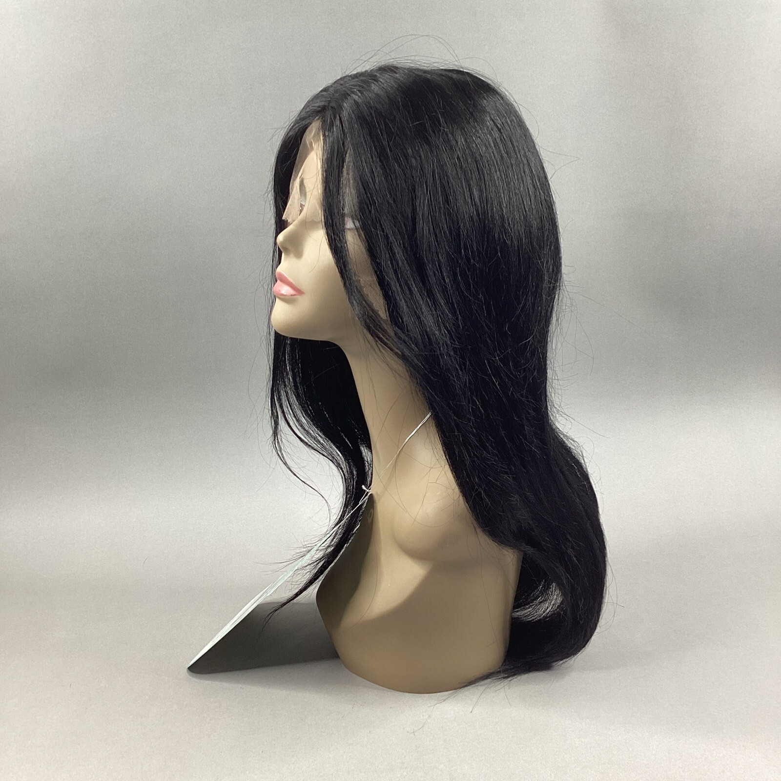 26″ Natural Straight Wig Natural Off Black 100% Human Hair Ear to Ear Lace Front