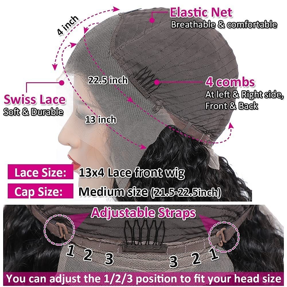 Luxury 13×4 Transparent Lace Front Wig – 100% Human Hair, Natural Color, 20 Inch