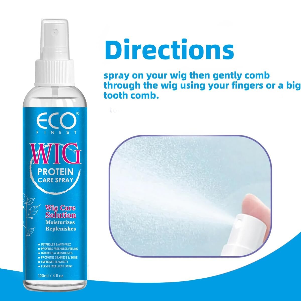 Wig Hair Care Spray for Synthetic and Natural Hair Wigs, Smooth and Anti-Frizz,