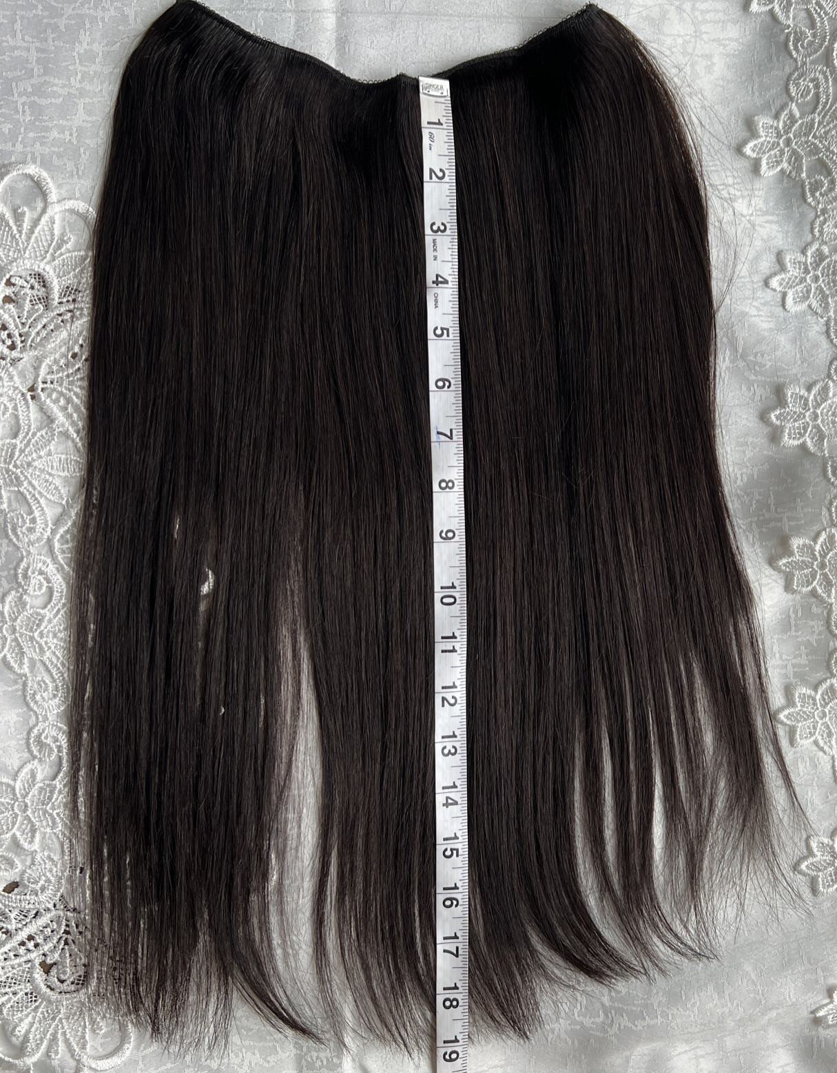 Flip in Human Hair Extensions Invisible Wire 4 clips 18” Natural Black Straight