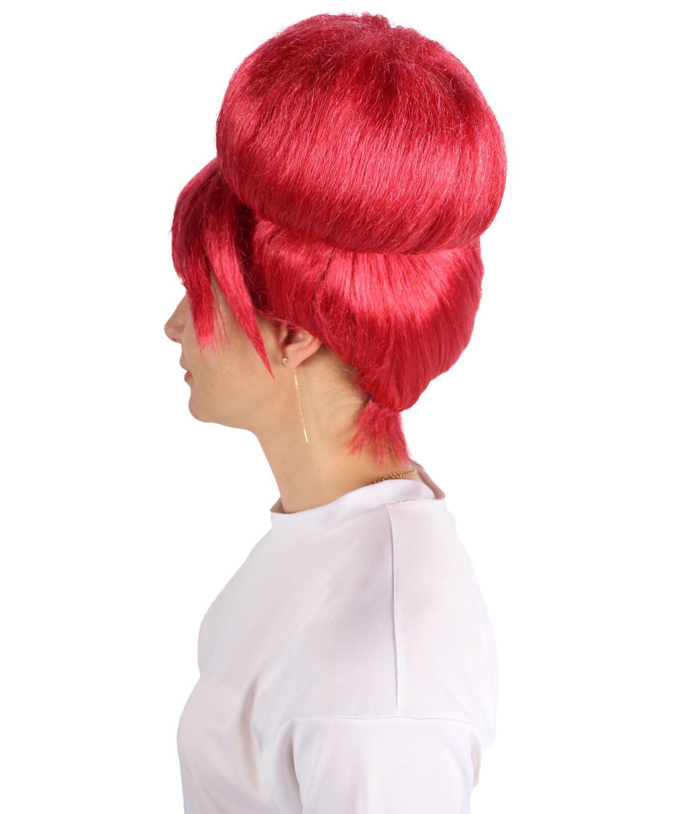HPO Adult Women’s Japanese Magical Girl red Bun Wig, Best for Halloween,