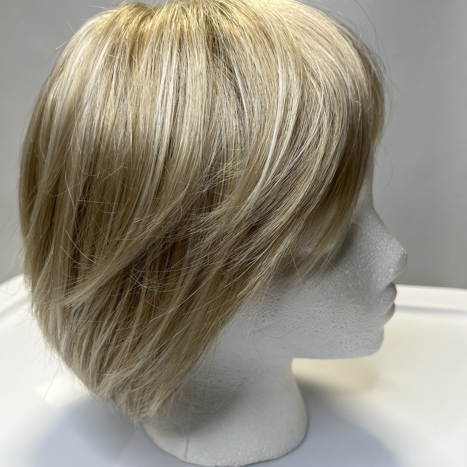 Francesca Wig By Envy Light Blonde Color Short Bob With Razor Cut Full Bangs