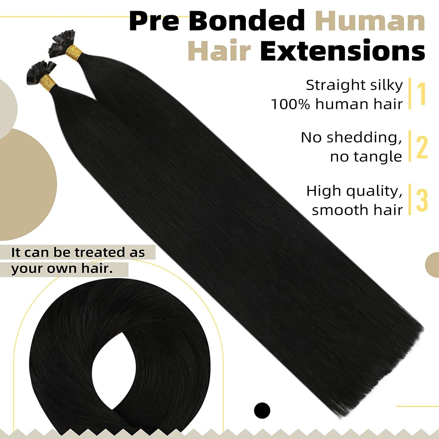 TARA HAIR Extensions – 100% Human Hair, Black #1b, 14 Inch, 20g, Fusion