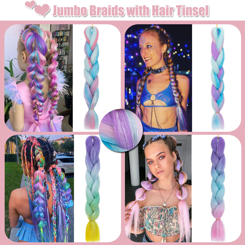 60 Big-color Jumbo Braiding Hair Extensions Braids Twist Ombre Kanekalons 24″