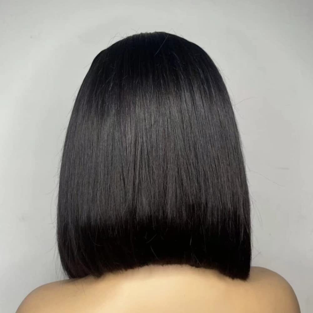 Bob Wig With Bangs 5×5 Silk Base Full Lace Wig Brazilian Human Hair Silk Top Wig