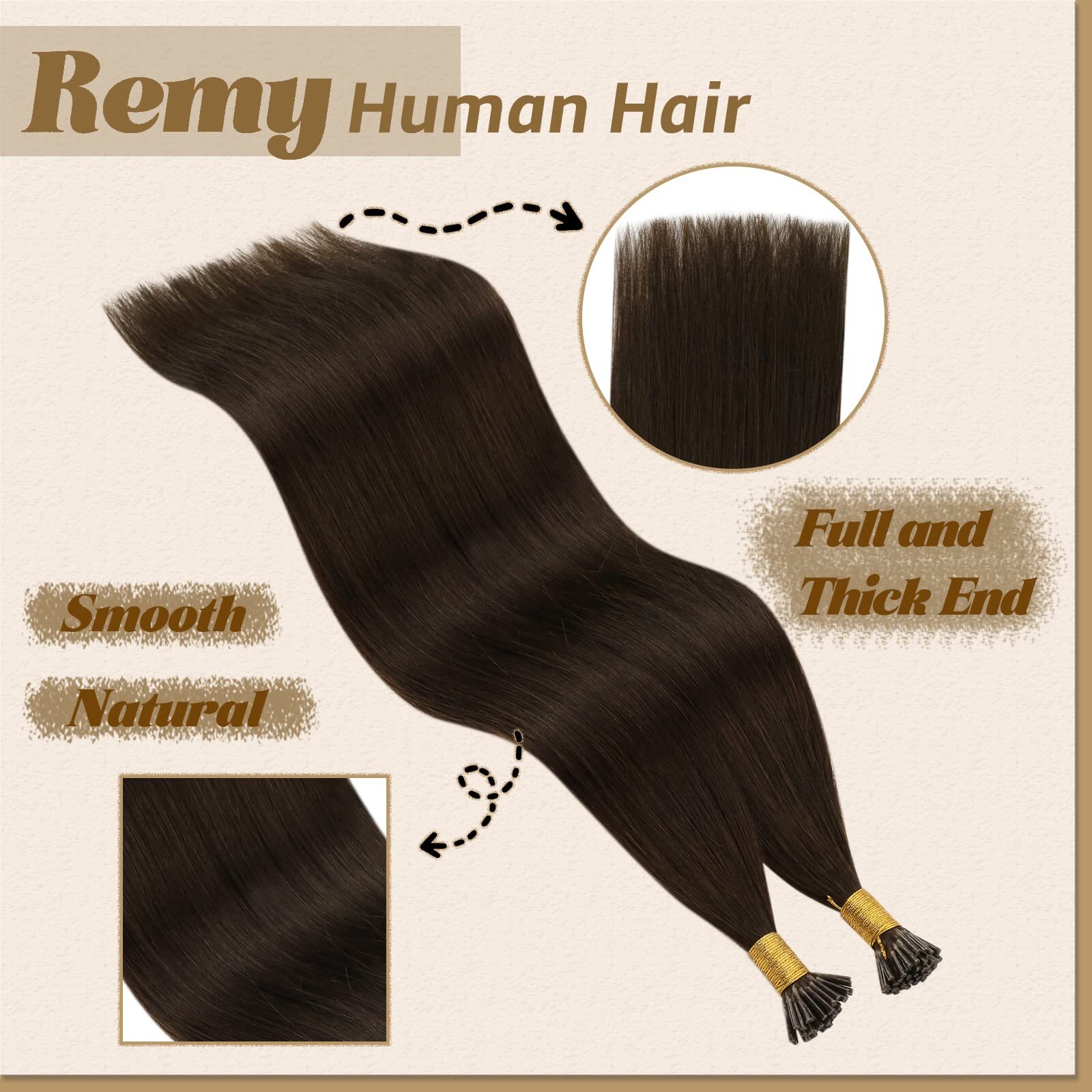 YoungSee Dark Brown I Tip Hair Extensions Human Hair 24 Inch Itip Human Hair …