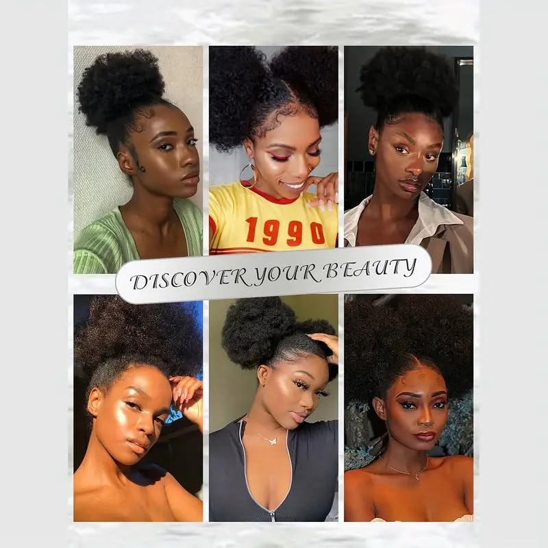 Afro Puff Ponytail 6 Inch 100% Virgin Human Hair Drawstring Extension – Natural