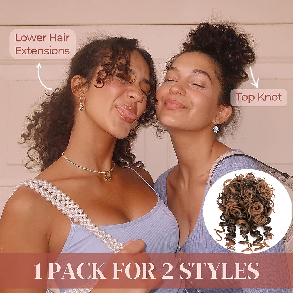 Extra Thick Curly Wavy Bun Drawstring Ponytail Hair Piece Extension Black Brown