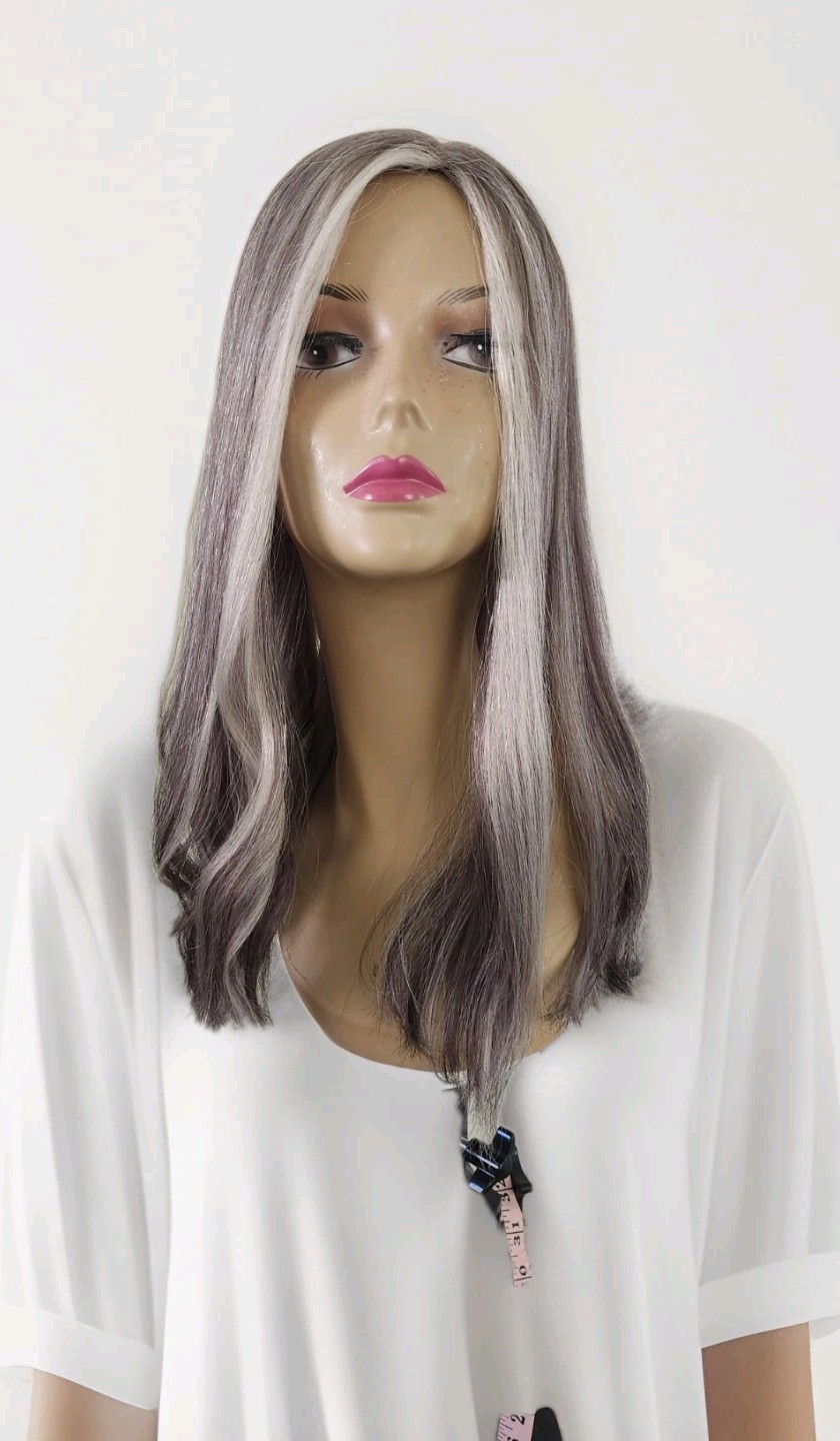 $200 (Full Price$920) DEPOSIT CUSTOM OERDER HUMAN HAIR SILKTOP GRAY TOPPER 18”