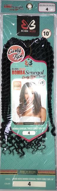 Bobbi Boss Crochet Braiding Hair BOMBA SENEGAL TWIST CURLY TIPS 10″