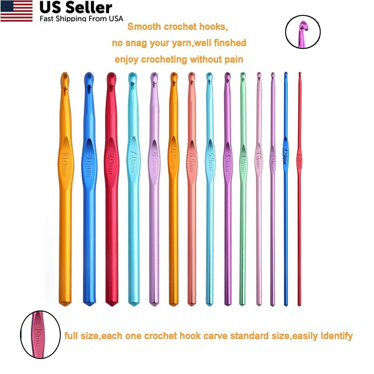 KOKNIT Crochet Hooks Set with Storage Case – 9 Soft 2Mm To 6Mm, Vector Flower