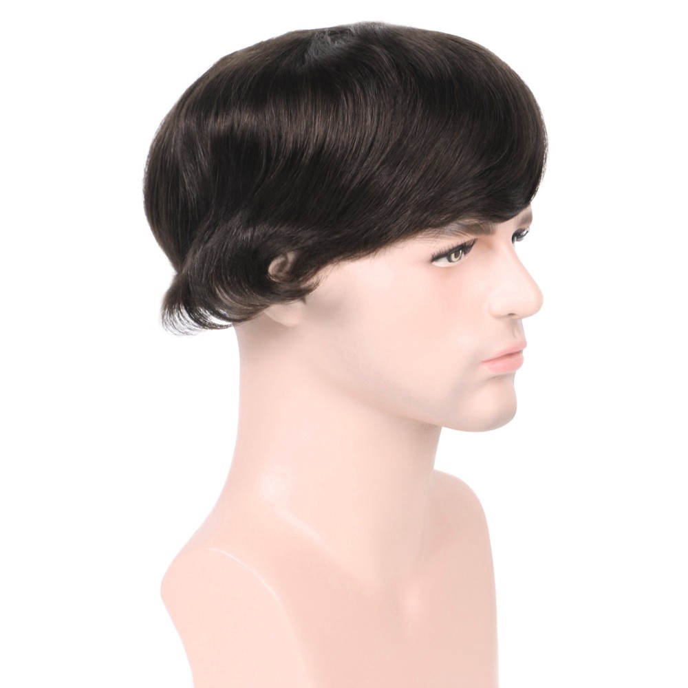 男式 Toupee 人类头发替换系统法国花边皮肤发片澳大利亚-