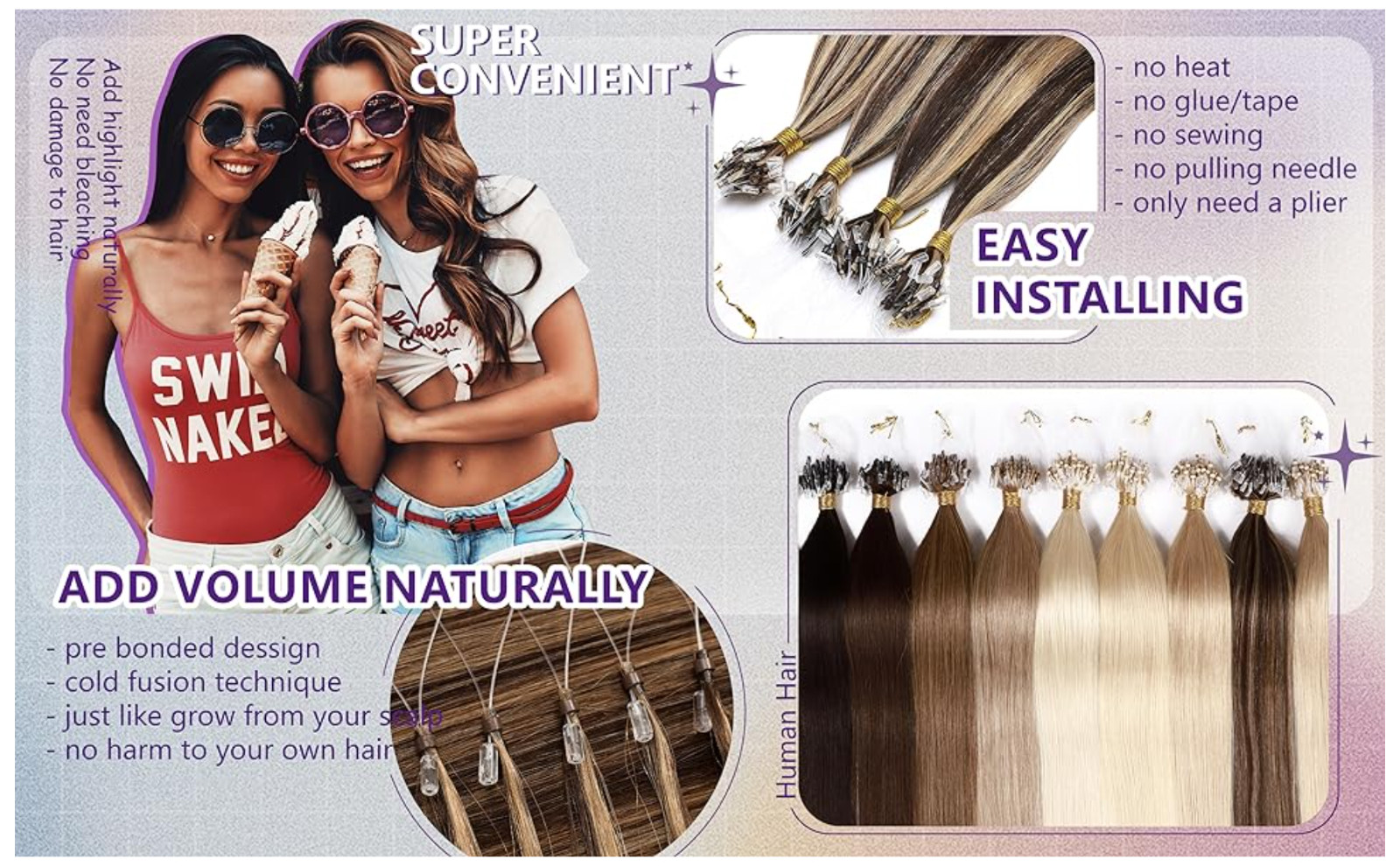 Microlink Hair Extensions Human Hair Micro Loop Bead In 18In 50g 50 Strands #99J