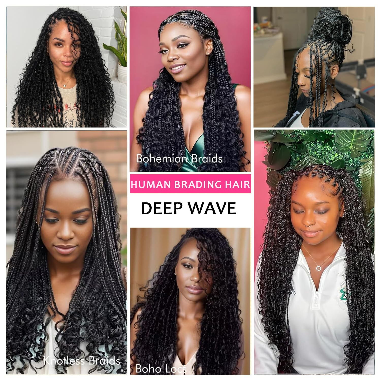 Lemeiily Human Braiding Hair 1 Bundle 50G 26Inch Deep Wave Bulk Human Hair For