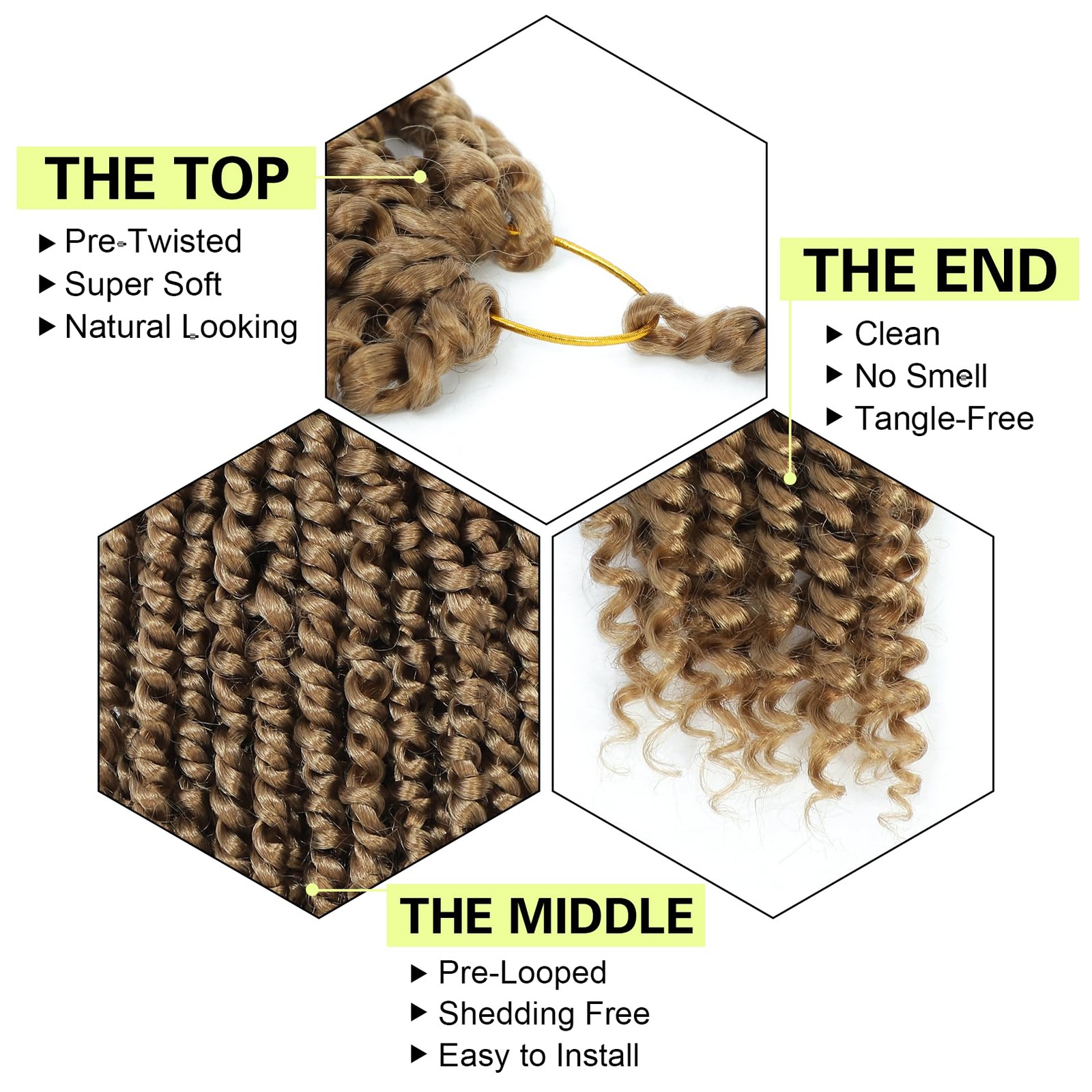 Ameli Passion Twist Crochet Hair 10 Inch Passion Twist Hair 8 Packs Pre-Twisted