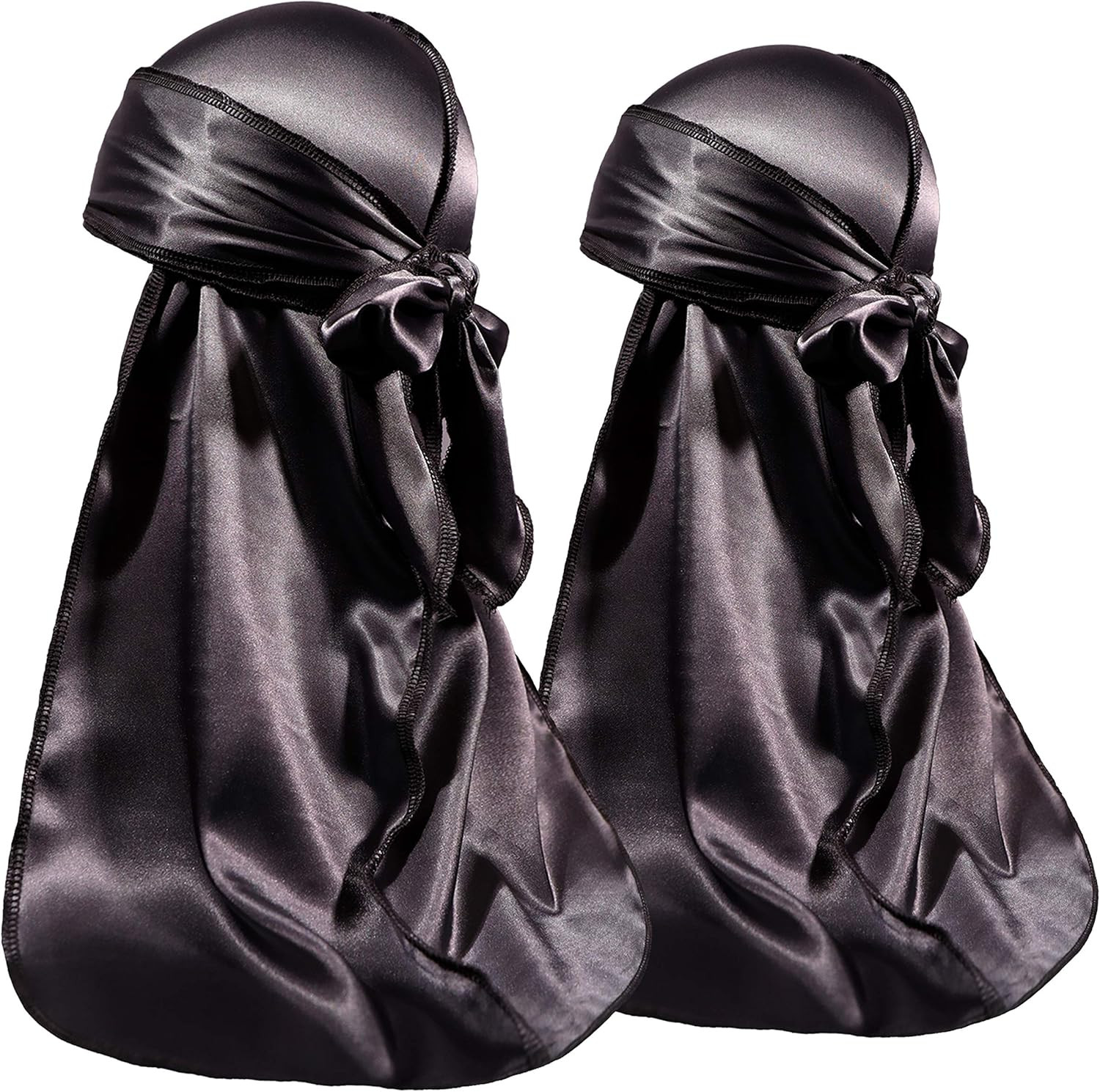 2 Pieces Silky Durag Pack for Men Women Waves, Premium Satin Deluxe Du-Rag