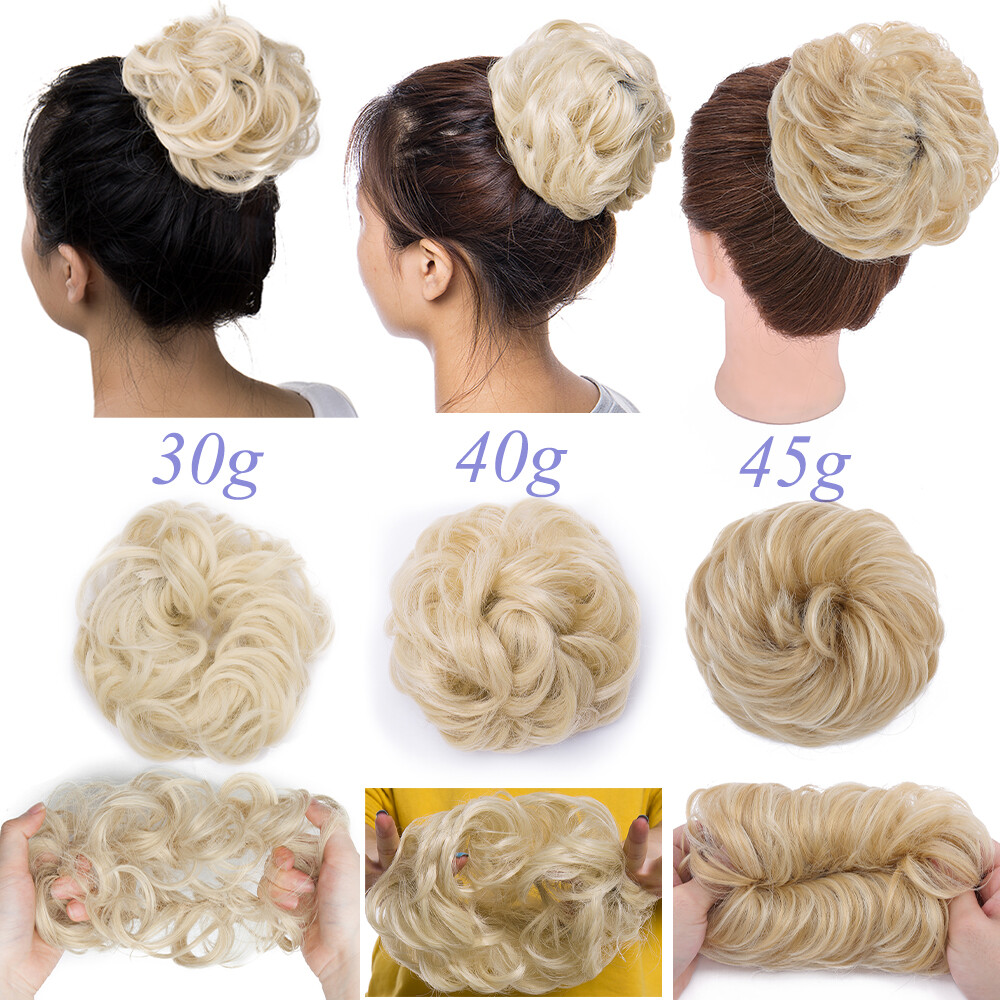 Curly Messy Scrunchie Bun Updo Wrap on Pony Hair Extensions Fake Hair Woman US