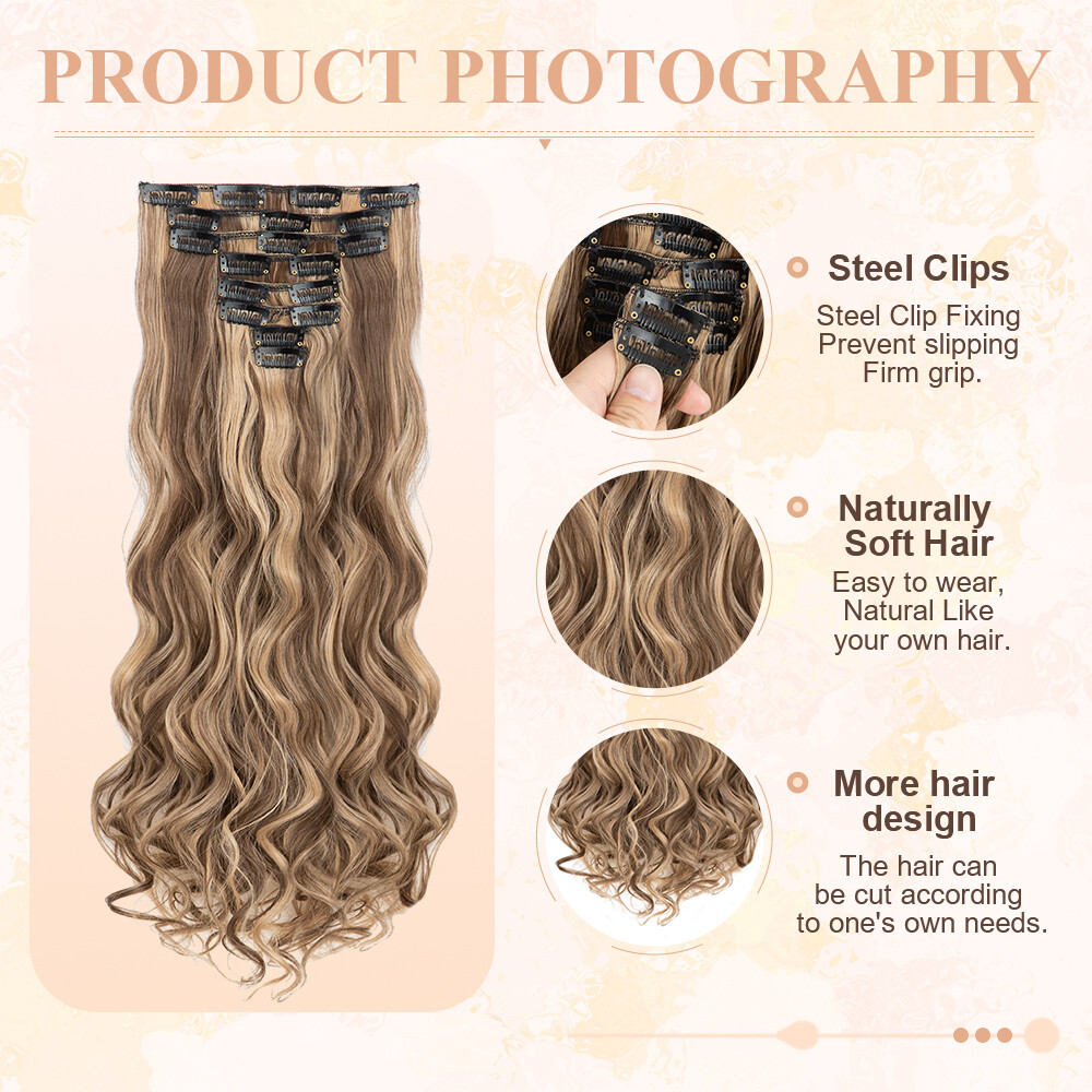 US Fast Ombre Long Clip In as Human Remy Hair Extensions 8Pcs Full Head 18 Clips