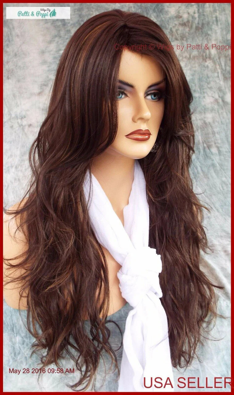 LONG SLIGHTLY WAVY WIG HEAT SAFE SKIN TOP☆CLR FS6.27 STRIKING STYLE 1226