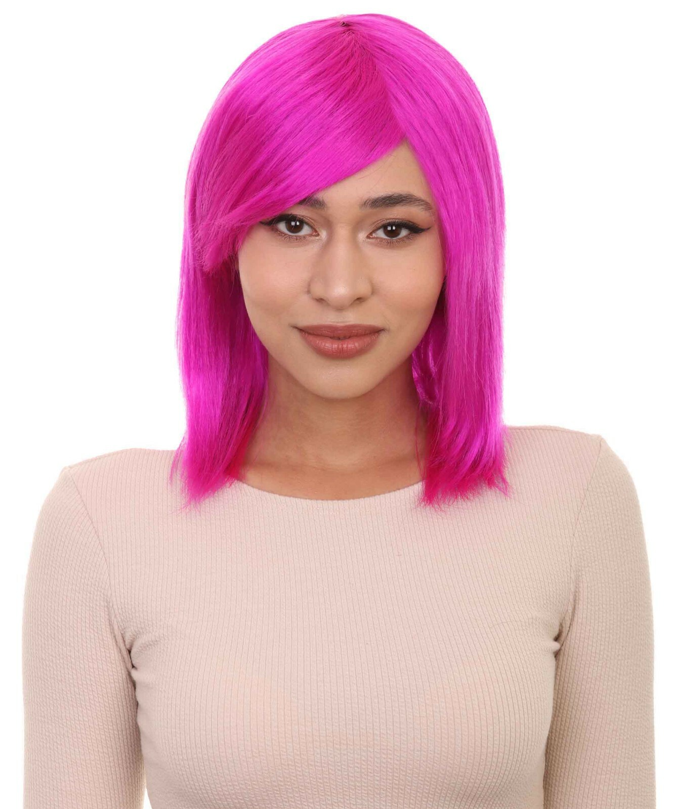 Shoulder Length Bob with Side Bangs Party Wig, Halloween Wig, Multiple Colors