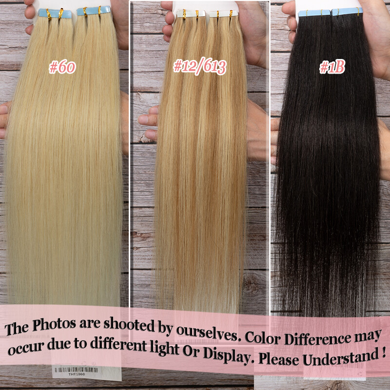 Tape in Hair Extensions Remy Human Hair Balayage 25G-200G Full Head Straight 22″
