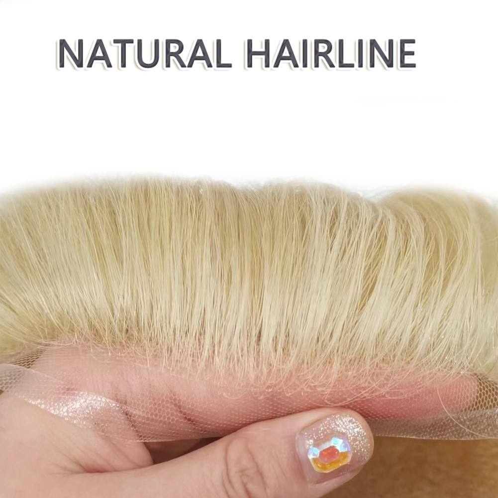 Mens Toupee Hair System Full French Lace Hairpiece Wig for Men Hair Replacements