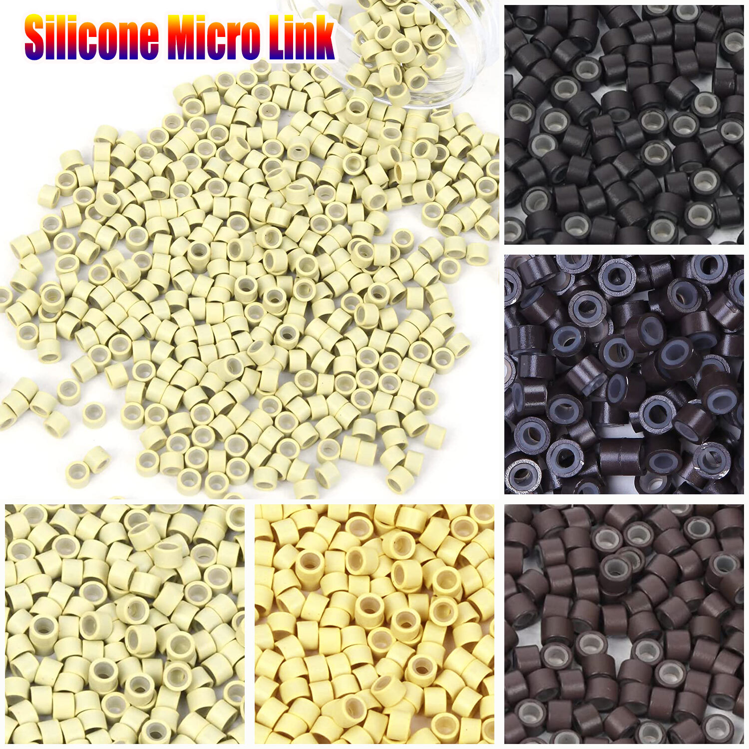 1000PCS SILICONE MICRO LINK RINGS BEADS FOR MICRO RING I TIPS HAIR EXTENSIONS US
