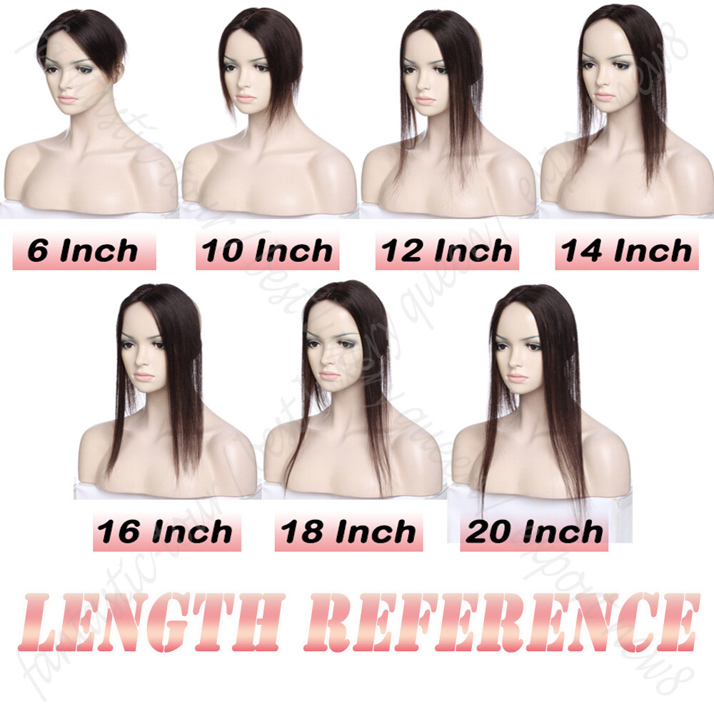Clip In Remy Human Hair Topper Hairpiece Toupee Middle Part Silk Base For Women