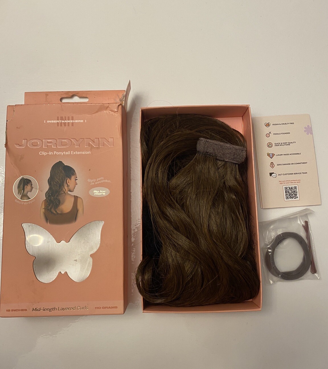 INN Hair Jordynn Clip-In Pony Tail Extensions -Mixed Brown 18” 110 grams – NEW