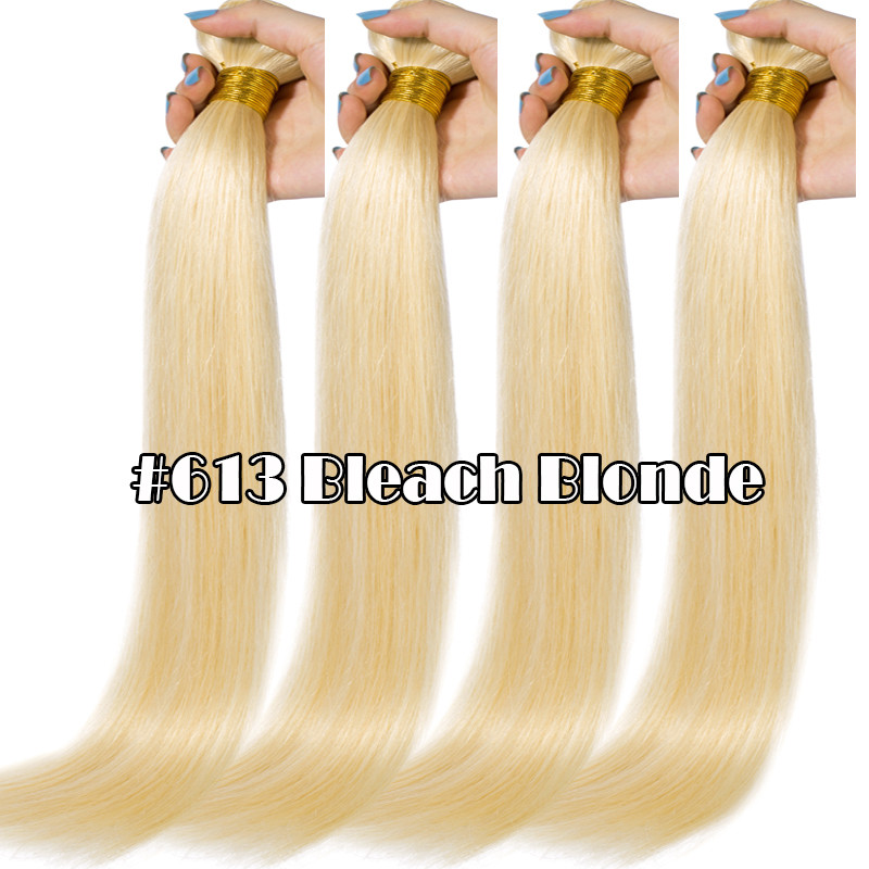 Extra Thick 613 Blonde Brazilian Virgin Human Hair Weave 3BUNDLES + CLOSURE Weft