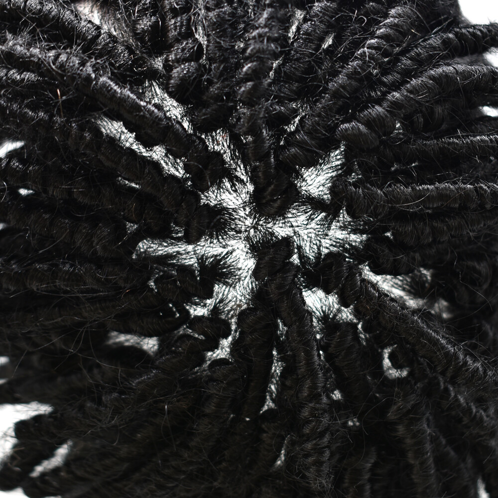 Afro Kinky Twist Crochet Braids Hair for Men Human Hair Replacement System Wig