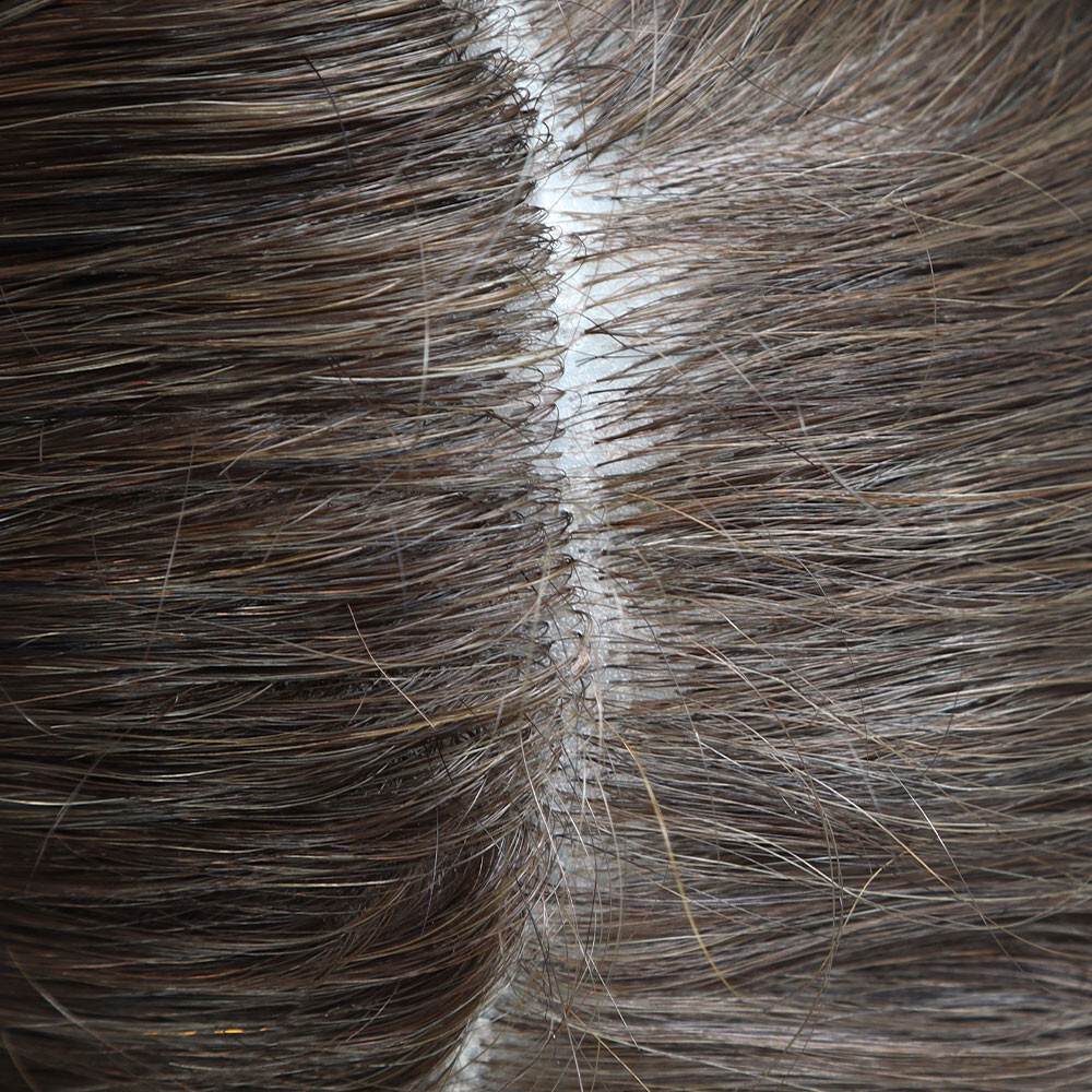 Mens Human Hair Replacement System Injection Poly Skin Toupee Hair Piece #4