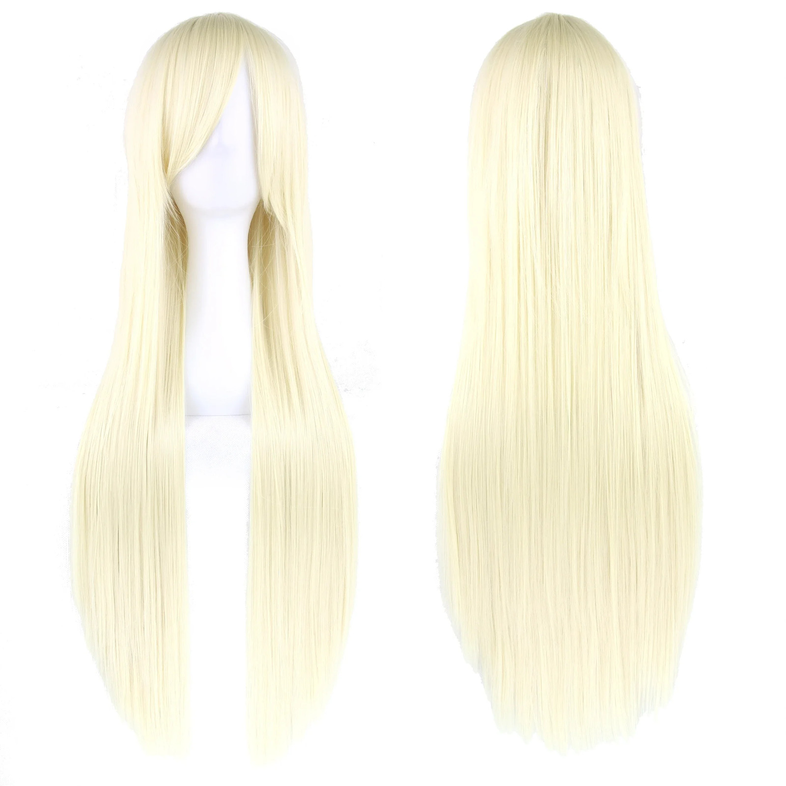 Long White Purple Black Straight Synthetic Cosplay Wig Party Hairpiece for Women