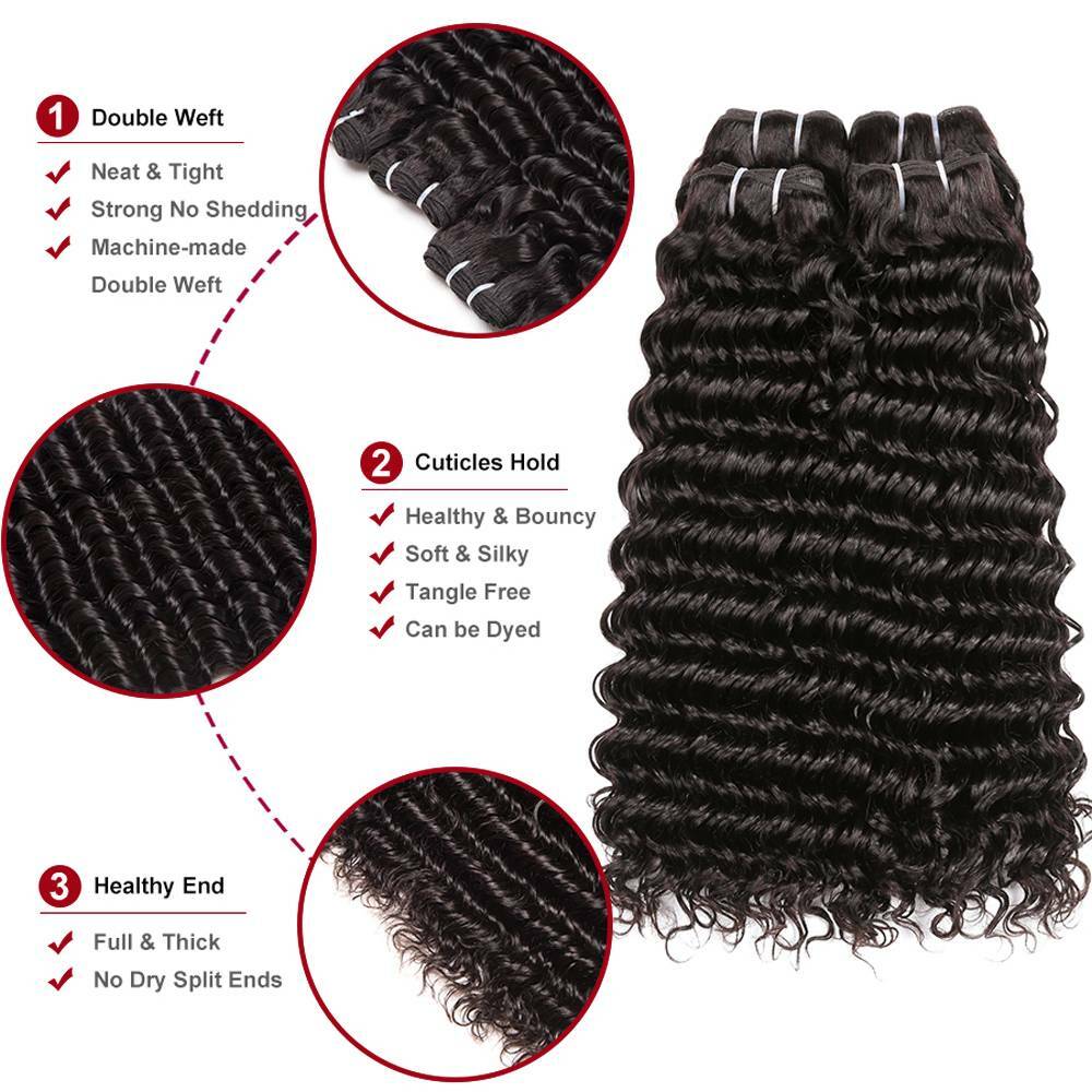 8A Brazilian Virgin Human Hair Straight/Body/Deep/Curly Wave Extensions 3Bundles