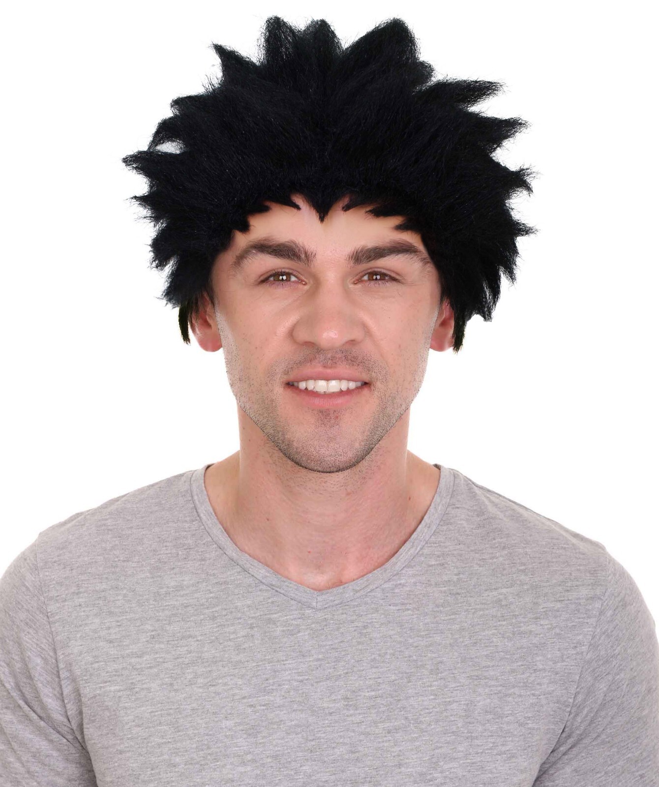 HPO Adult Men’s Anime Spiky Black Wig, Best for Halloween,HM-1618
