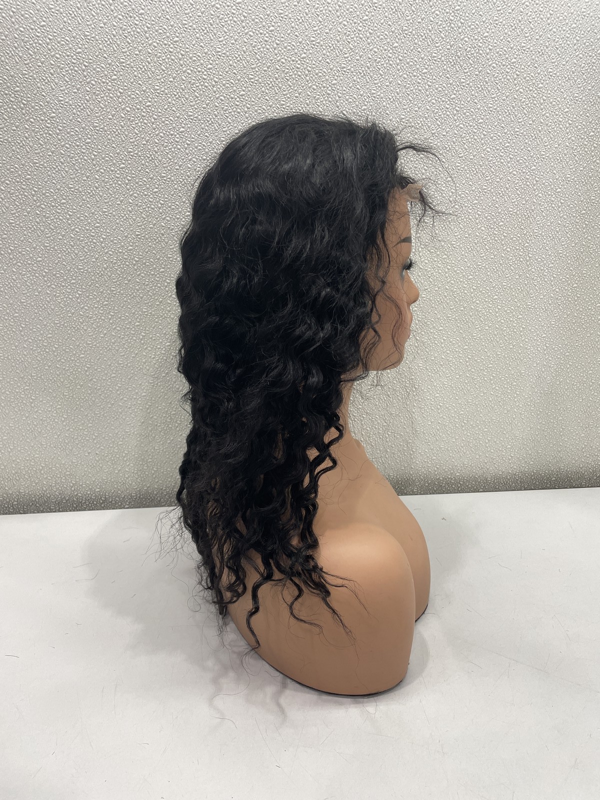 Firieya Natural Black Deep Wave Human Hair Blend Lace Front Wig, 18″